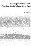 Cover page: Housing the "Other" Half: American Studies' Global Urban Turn