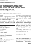 Cover page: DTI studies in patients with Alzheimer's disease, mild cognitive impairment, or normal cognition with evaluation of the intrinsic background gradients