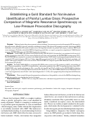 Cover page: Establishing a Gold Standard for Noninvasive Identification of Painful Lumbar Discs: Prospective Comparison of Magnetic Resonance Spectroscopy vs Low-Pressure Provocation Discography.