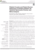 Cover page: Platelet Counts and Patent Ductus Arteriosus in Preterm Infants: An Updated Systematic Review and Meta-Analysis