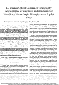 Cover page: 1.7-micron Optical Coherence Tomography Angiography for diagnosis and monitoring of Hereditary Hemorrhagic Telangiectasia - A pilot study