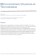 Cover page of Methylphosphate Utilization by Trichodesium&nbsp;