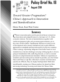 Cover page: Toward Greater Pragmatism? China's Approach to Innovation and Standardization