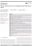 Cover page: Patients' preferences over care settings for minor illnesses and injuries.