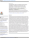 Cover page: Using genetic data to identify transmission risk factors: Statistical assessment and application to tuberculosis transmission