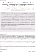 Cover page: Phase 1b trial of isatuximab, an anti‐CD38 monoclonal antibody, in combination with carfilzomib as treatment of relapsed/refractory multiple myeloma