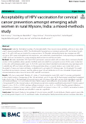 Cover page: Acceptability of HPV vaccination for cervical cancer prevention amongst emerging adult women in rural Mysore, India: a mixed-methods study.