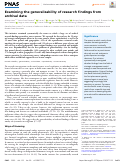 Cover page: Examining the generalizability of research findings from archival data.