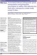 Cover page: Association between chiropractic spinal manipulation and gabapentin prescription in adults with radicular low back pain: retrospective cohort study using US data.