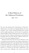 Cover page of A Brief History of the Atkinson Presidency: 1995–2003