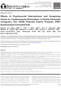 Cover page: Effects of Psychosocial Interventions and Caregiving Stress on Cardiovascular Biomarkers in Family Dementia Caregivers: The UCSD Pleasant Events Program (PEP) Randomized Controlled Trial.