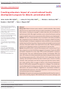 Cover page: Coaching educators: Impact of a novel national faculty development program for didactic presentation skills