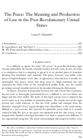 Cover page: The Peace: The Meaning and Production of Law in the Post-Revolutionary United States