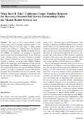 Cover page: What Does It Take? California County Funding Requests for Recovery-Oriented Full Service Partnerships Under the Mental Health Services Act