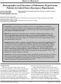 Cover page: Demographics and Outcomes of Pulmonary Hypertension Patients in United States Emergency Departments