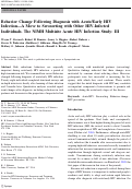 Cover page: Behavior Change Following Diagnosis with Acute/Early HIV Infection—A Move to Serosorting with Other HIV-Infected Individuals. The NIMH Multisite Acute HIV Infection Study: III