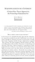 Cover page: Acknowledged but Ignored: A Critical Race Theory Approach to the Prison Rape Elimination Act