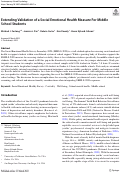 Cover page: Extending Validation of a Social Emotional Health Measure For Middle School Students.