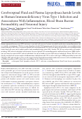 Cover page: Cerebrospinal Fluid and Plasma Lipopolysaccharide Levels in Human Immunodeficiency Virus Type 1 Infection and Associations With Inflammation, Blood-Brain Barrier Permeability, and Neuronal Injury