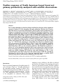 Cover page: Postfire response of North American boreal forest net primary productivity analyzed with satellite observations