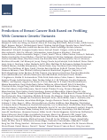 Cover page: Prediction of breast cancer risk based on profiling with common genetic variants.