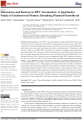 Cover page: Motivators and Barriers to HPV Vaccination: A Qualitative Study of Underserved Women Attending Planned Parenthood