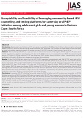 Cover page: Acceptability and feasibility of leveraging community‐based HIV counselling and testing platforms for same‐day oral PrEP initiation among adolescent girls and young women in Eastern Cape, South Africa