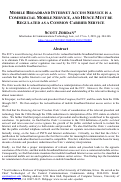 Cover page: Mobile broadband internet access service is a commercial mobile service, and hence must be regulated as a common carrier service