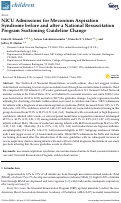 Cover page: NICU Admissions for Meconium Aspiration Syndrome before and after a National Resuscitation Program Suctioning Guideline Change