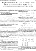 Cover page: Weight distribution of a class of binary linear block codes formed from RCPC codes