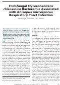 Cover page: Endofungal Mycetohabitans rhizoxinica Bacteremia Associated with Rhizopus microsporus Respiratory Tract Infection - Volume 28, Number 10—October 2022 - Emerging Infectious Diseases journal - CDC