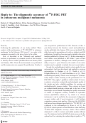 Cover page: Reply to: The diagnostic accuracy of 18F-FDG PET in cutaneous malignant melanoma