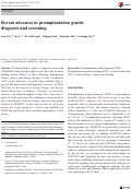 Cover page: Recent advances in preimplantation genetic diagnosis and screening