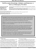 Cover page: Fall Prevention Knowledge, Attitudes, and Behaviors: A Survey of Emergency Providers