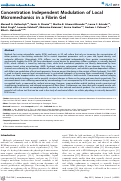 Cover page: Concentration Independent Modulation of Local Micromechanics in a Fibrin Gel
