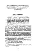 Cover page: The Function of Mediation in China: Examining the Impact of Regulations Governing the People's Mediation Committees