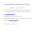 Cover page: Reaction Selectivity in Heterogeneous Catalysis