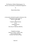 Cover page: The Function of Retinol Dehydrogenase 1 in Retinoic Acid Synthesis and Metabolic Regulation