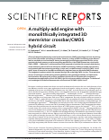 Cover page: A multiply-add engine with monolithically integrated 3D memristor crossbar/CMOS hybrid circuit