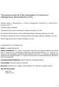 Cover page: The presence and role of the intermediary CO reservoir in heterogeneous electroreduction of CO2