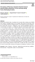 Cover page: Perceptions of Pharmacy Graduate Students Toward Research Ethics Education: A Cross-Sectional Study from a Developing Country