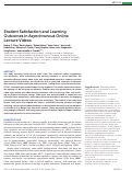 Cover page: Student Satisfaction and Learning Outcomes in Asynchronous Online Lecture Videos.