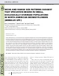 Cover page: NICHE AND RANGE SIZE PATTERNS SUGGEST THAT SPECIATION BEGINS IN SMALL, ECOLOGICALLY DIVERGED POPULATIONS IN NORTH AMERICAN MONKEYFLOWERS (MIMULUS SPP.)