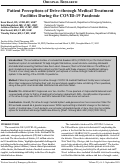 Cover page: Patient Perceptions of Drive-through Medical Treatment Facilities During the COVID-19 Pandemic