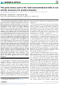 Cover page: The polar amino acid in the TatA transmembrane helix is not strictly necessary for protein function