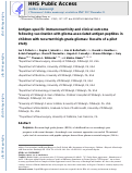 Cover page: Antigen-specific immunoreactivity and clinical outcome following vaccination with glioma-associated antigen peptides in children with recurrent high-grade gliomas: results of a pilot study