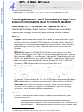 Cover page: Promoting Adolescents Social Responsibility through Parent-Adolescent Conversations about the COVID-19 Pandemic.