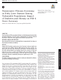 Cover page: Noninvasive Fibrosis Screening in Fatty Liver Disease Among Vulnerable Populations: Impact of Diabetes and Obesity on FIB-4 Score Accuracy.