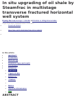 Cover page: In situ upgrading of oil shale by Steamfrac in multistage transverse fractured horizontal well system