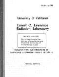 Cover page: DISLOCATION SUBSTRUCTURE IN QUENCHED ALUMINUM SINGLE CRYSTALS